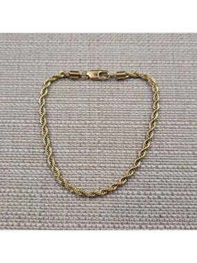10 Inch Gold Over Stainless Steel Rope Chain Bracelet A7380